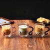 250ml Cartoon Cat Double Wall Glass Cute Coffee Tea Cup Heat-resistant Coffee Mug Handle Espresso Cup For Latte Cappuccino