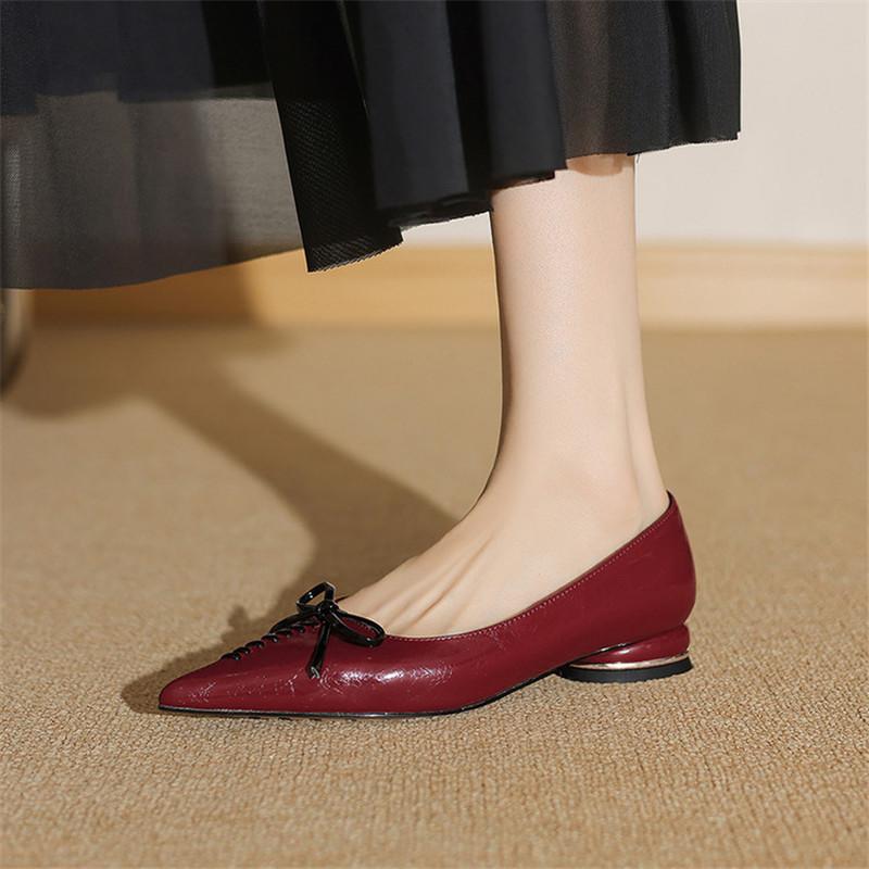 Fashion New Spring/summer Genuine Leather Women Shoes Pointed Toe Shoes for Women Fashion Mixed Color Loafers Shoes Low Heel Women Pumps
