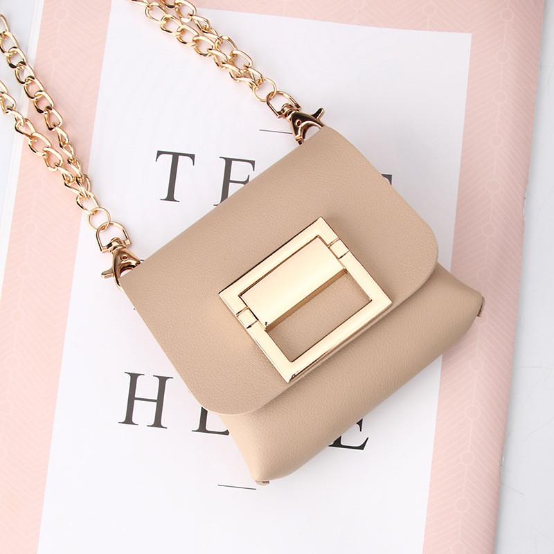 

Mini Minimalist Style Shoulder Bag Outdoor Fashion Metal Chain Crossbody Bag Khaki
