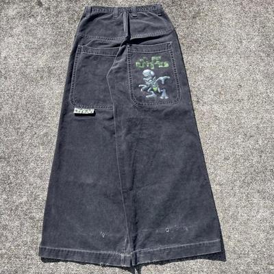 Herren Jeans mit weitem Bein, geradem Schnitt, lockere Passform, Baumwollhose, Hip Hop Streetwear, Neutraler Stil