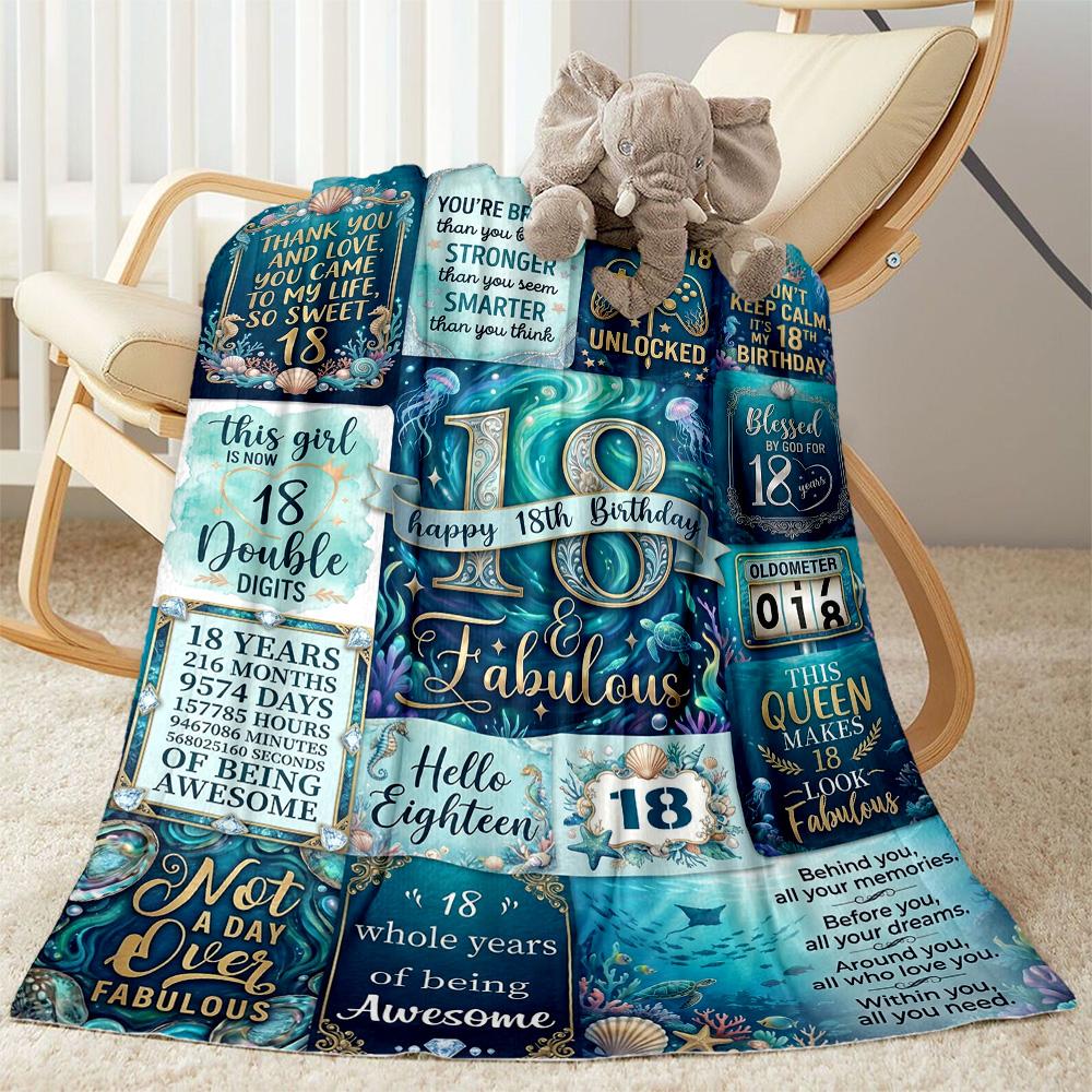 18th Birthday Celebration Quotes Blanket Durable Comfort Great for Seaside Sofa Chair All-Season Use Stylish Decor