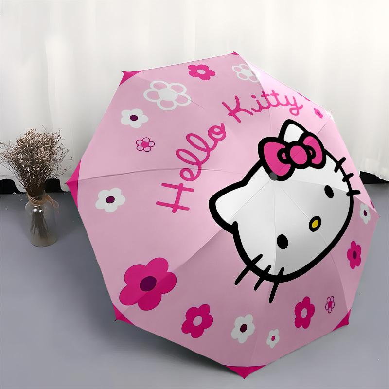 1pc Hello Kitty Floral Pink Circle Umbrella with Plastic Handle,Suitable for All Seasons Home Travel Outdoor UmbrellaSanlio113