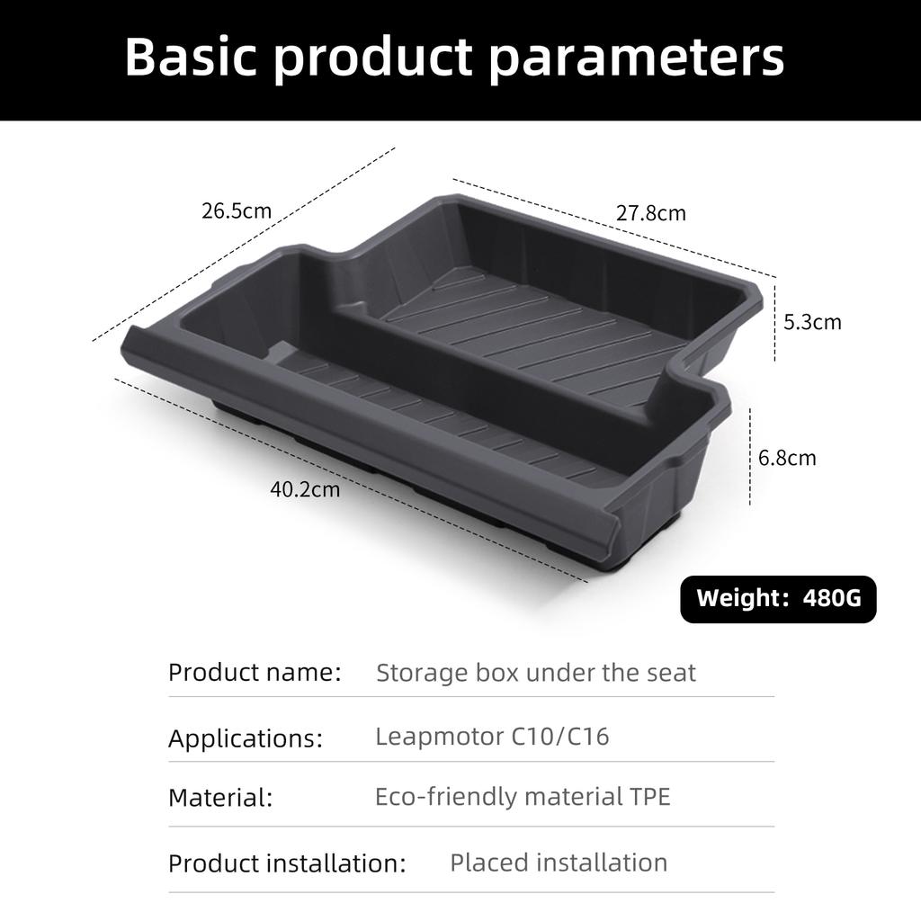 SMABEE for Leapmotor C10/C16 2024 2025 Car Storage Box Under Seat Drawer Type Organizer Storage Box Case Interior Accessories