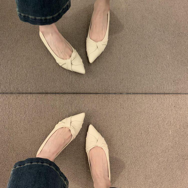 With Skirt Temperament Evening Shoes Shallow Mouth Soft Sole Women's Shoes New Xiaoxiangfeng Pointed Single Shoes Women's Summer