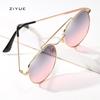New metal double beam sunglasses, men's and women's sunglasses, European and American trend fashion sunglasses
