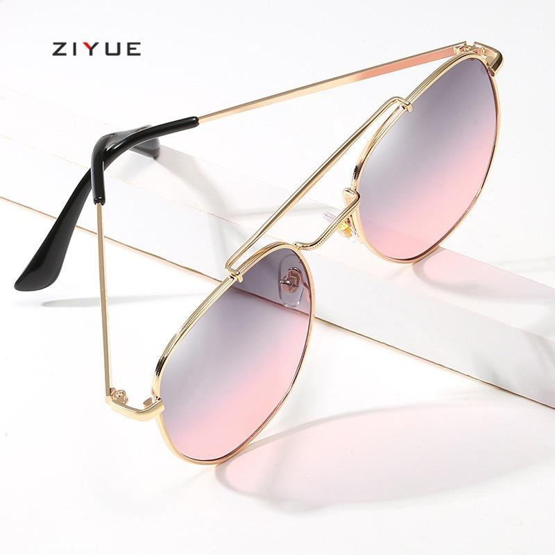 New metal double beam sunglasses, men's and women's sunglasses, European and American trend fashion sunglasses