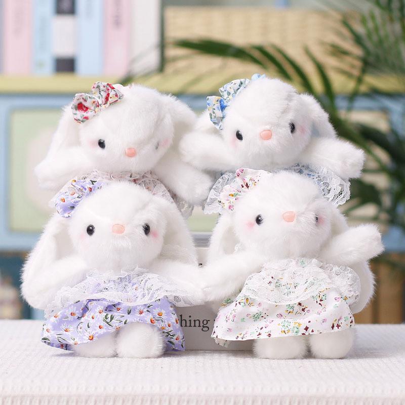 Plush Bunny Keychain With Floral Dress For Wedding Decor And Party Favors