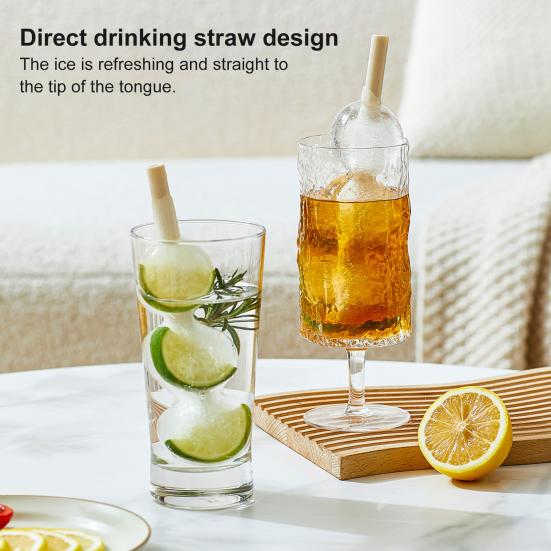 2-in-1 Silicone Popsicle & Ice Ball Mold DIY Treat Maker with Built-in Straws BPA-Free Ice Cube Tray for Cocktails Desserts Kids Snacks