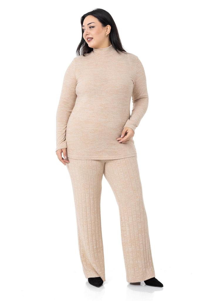 Women's Style Big Size Body Plus Size Half Turtleneck Long Sleeve Knitwear Black Body