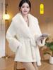 2025 Fall/Winter Plush Coat: Thick, Warm, and Slim-Fit with Belt & Large Fur Collar