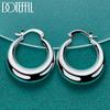 925 Sterling Silver Round Smooth U-shaped Large Ring Earrings Fashion Jewelry