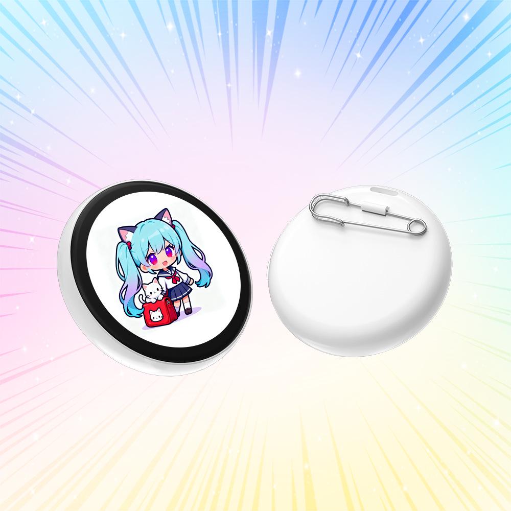Anime Bluetooth Smart Touchscreen Badge: Dynamic DIY Star Badge Trendy Gift белый