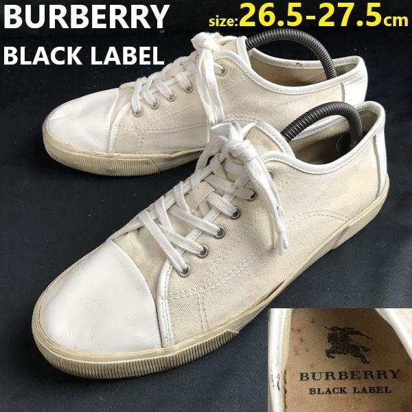 

BURBERRY BLACK LABEL Leather Canvas Sneakers 26.5-27.5 Beige Trainers Shoes