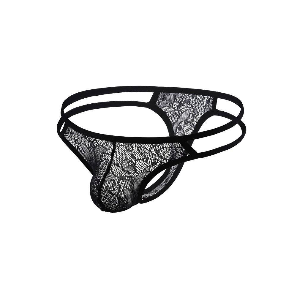 Thin Strap Men Lace Hollow Thongs Underpants Male Briefs Breathable Men's Lace Panties  Summer