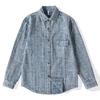 Camicia in Denim da Uomo Vintage Lavato e Texturizzato Manica Lunga Bottoni Tasca sul Petto Casual Vestibilità Larga Camicia in Jeans