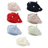 French Style Beret Hat Plush Ball Decor Baby Beret Hat with Anti-Slip Design Elastic Fit Warm Knitting Hat Autumn Winter Headwear