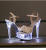 Women Led Light Dance Sandals Nightclub 15CM Transparent Crystal Shining Sandals LFD-190-A90
