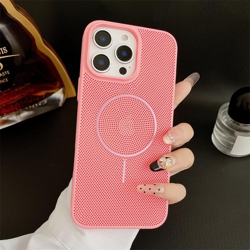 Magnetic Heat Dissipation Mesh For Magsafe Case For iPhone 16 14 15 Plus 13 12 11 Pro Max Cooling Breathable Hard PC Thin Cover