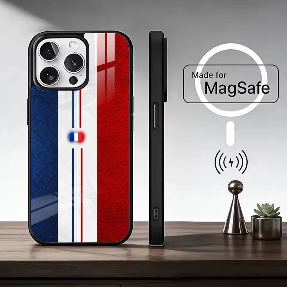 Cheer on F-France Flag Phone Case For iPhone17,16,15,14,13,12,11 Plus,Pro Magnetic For Magsafe Wireless Charging