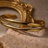 European & American Double Layer Geometric Stainless Steel Women's Open Bangle