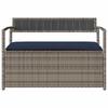 Garden Bench with Storage Space and Cushions Grey Poly Rattan