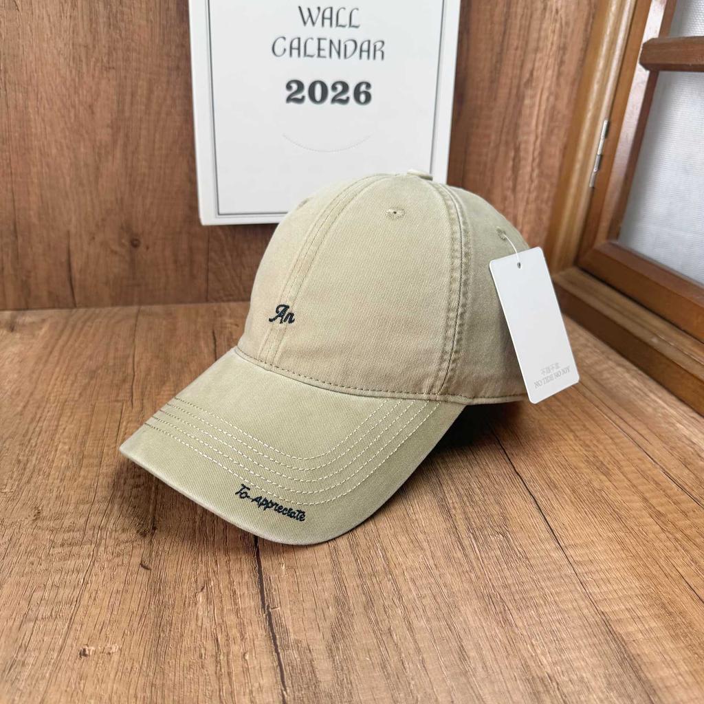Korean big head circumference visor An embroidered soft top baseball cap men's retro trendy brand letter embroidery cap women