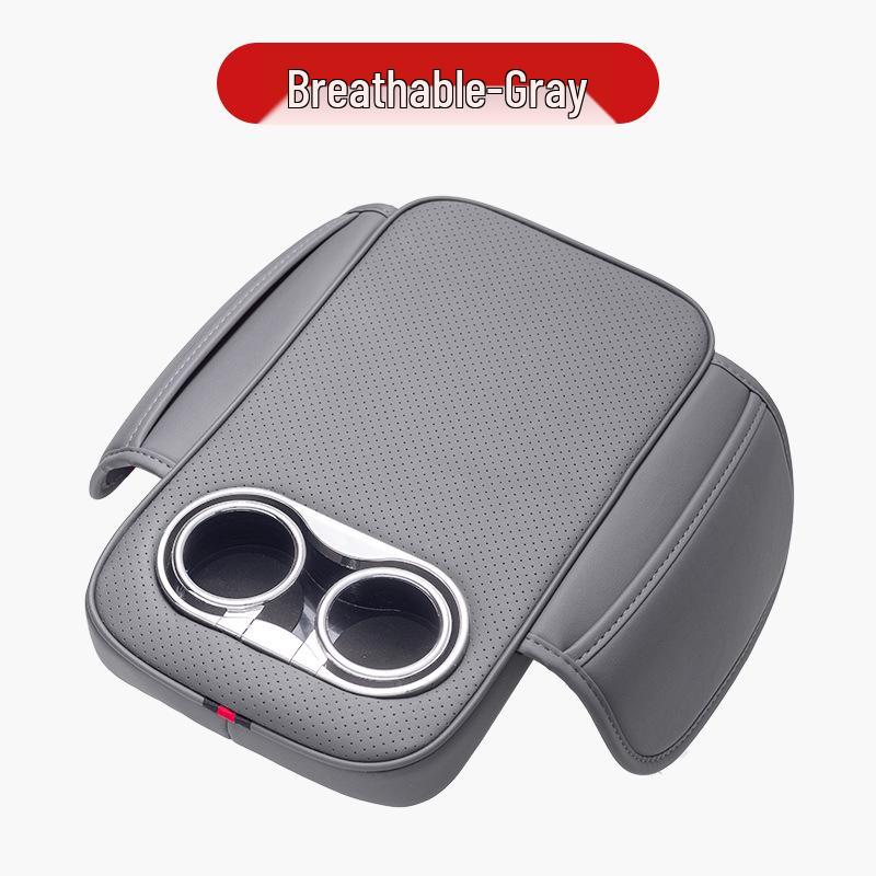 Multifunctional Leather Car Armrest Pad with Storage, Cup Holder, and Protective Cover
