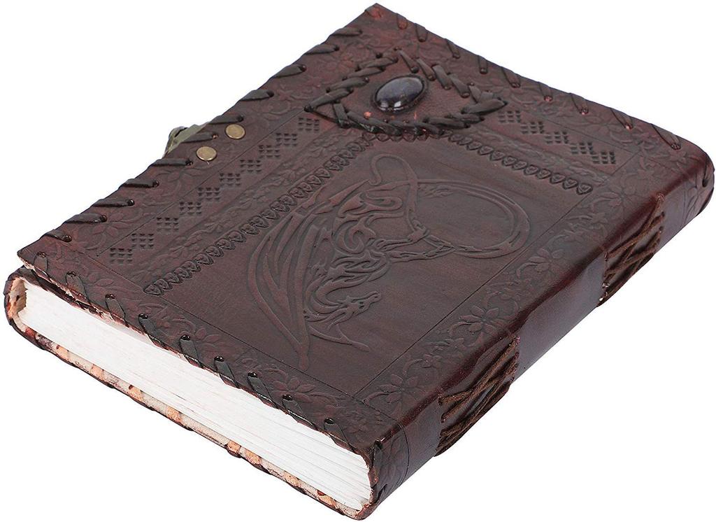 OVERDOSE Dragon Embossed Leather Journal Handmade Antique Stone Journal Student Unisex Diary Leather Sketchbook Drawing Journal Notebook 6 x 8 inches