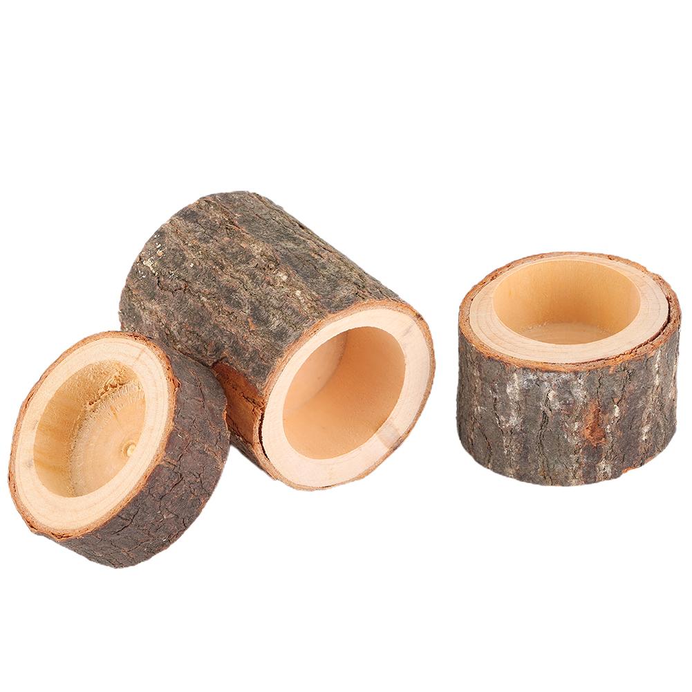 3pcs Set Wooden Candle Stand Tea Light Candle Holders for Rustic Wedding Party Birthday Holiday