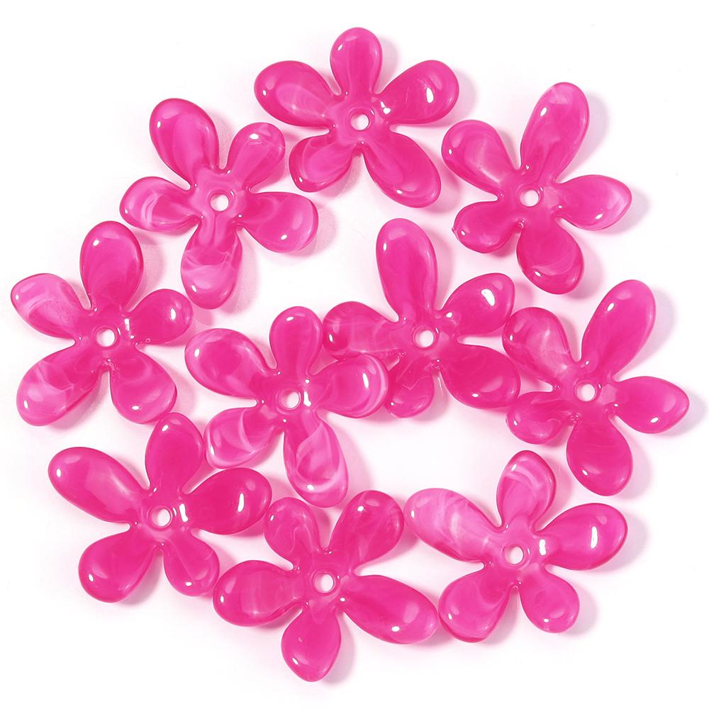 10Pcs Irregular Flower Acrylic Beads Dual Color Flower Spacer Beads Charms Bead Caps For Jewelry Making Diy Bracelet Necklace