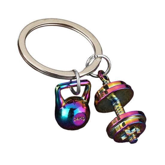 Keychain Pendant Metal Texture Weightlifting Charm Lightweight Portable Key Chain Backpack Bag Accessory