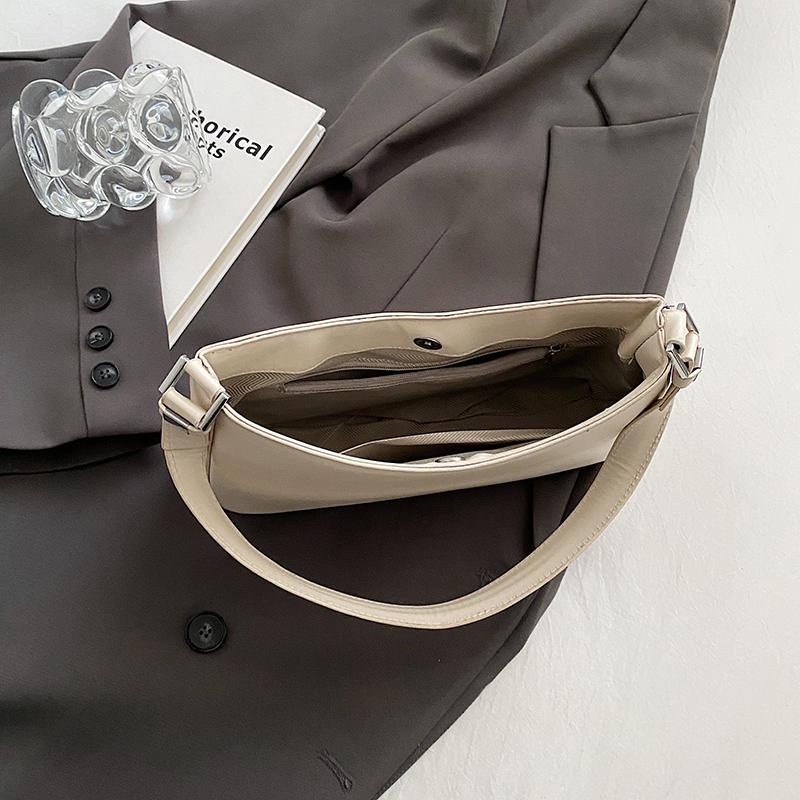 PU Minimalist Shoulder Mini Bag for Women Monochromatic Zipper Stitching Versatile Armpit Bag High Quality New Fashion