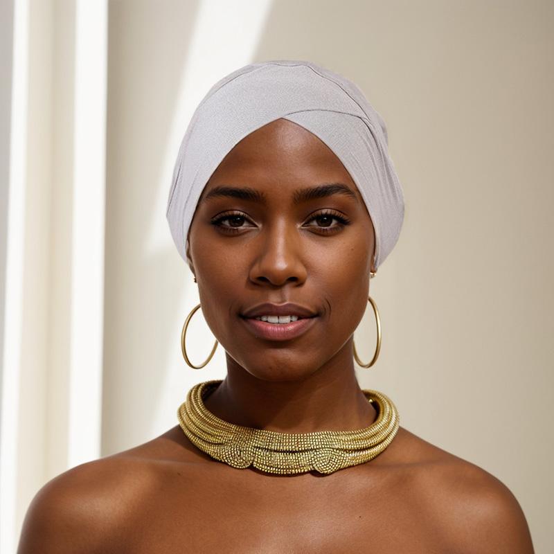 Hijab Caps Headdress Solid Color Muslim Underscarf Cap Soft Elastic Crossed Forehead Female Headscarf Turban Bonnet