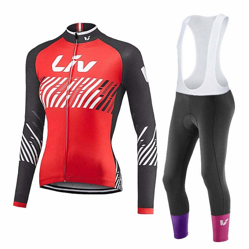 Unisex Long Sleeve Fleece-Lined Cycling Jersey Set Mountain Road Bikes Riding