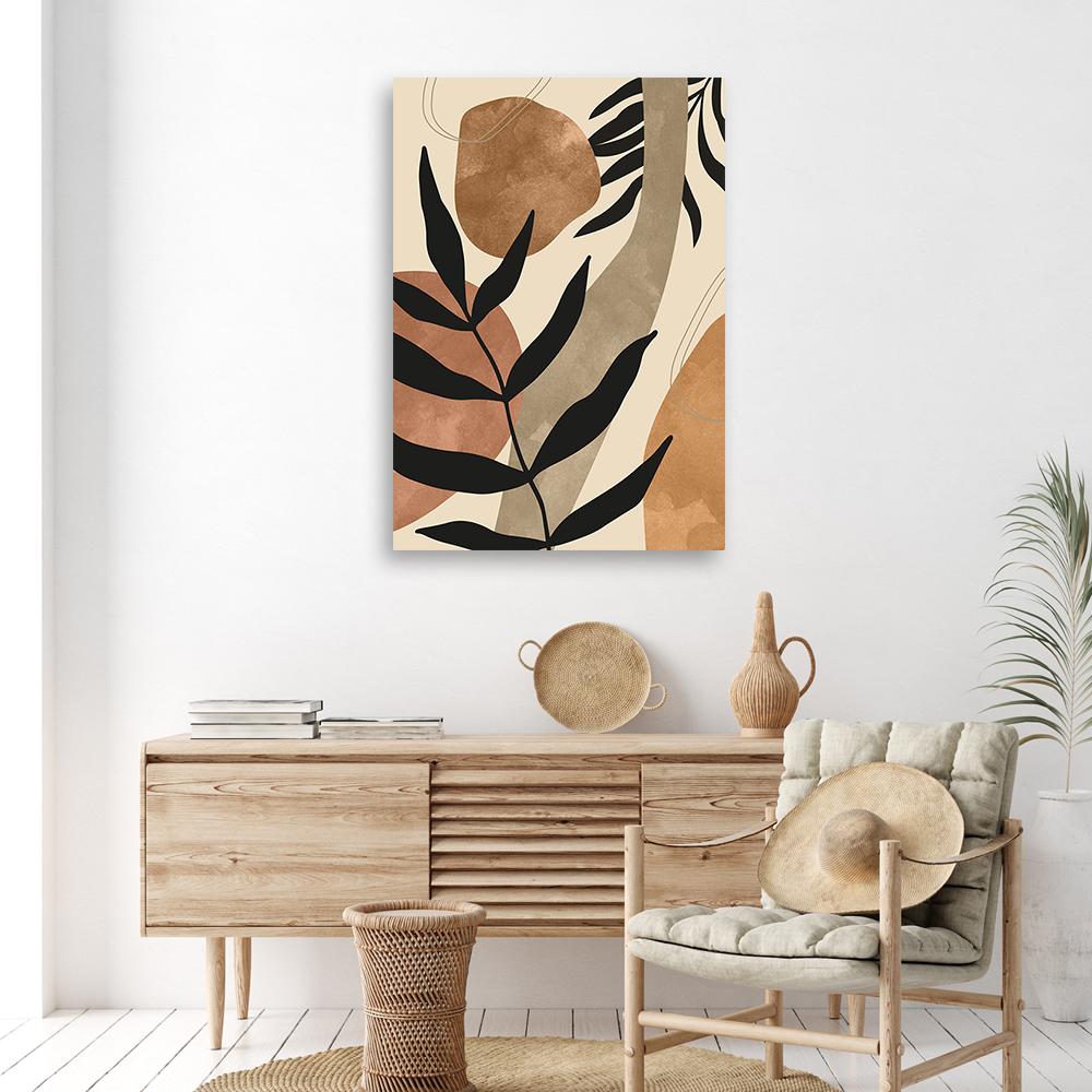 Obraz na plátně, listy a větvičky boho