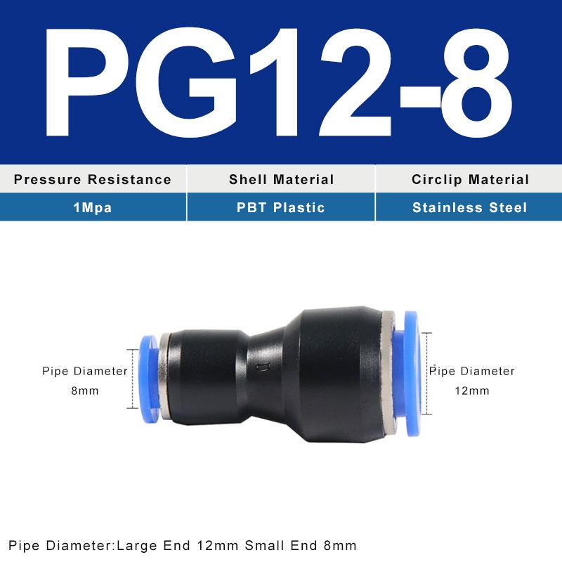 PG Pneumatic Fittings 2-Way Straight Connector Diameter Reduce For 8mm-6mm/6mm-4mm For Pneumatic Tube Air Hose Ventilation Valves 4