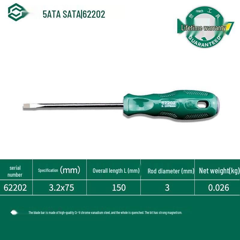 SATA Magnetic Slotted & Phillips Screwdriver Set for Electricians (3x100)