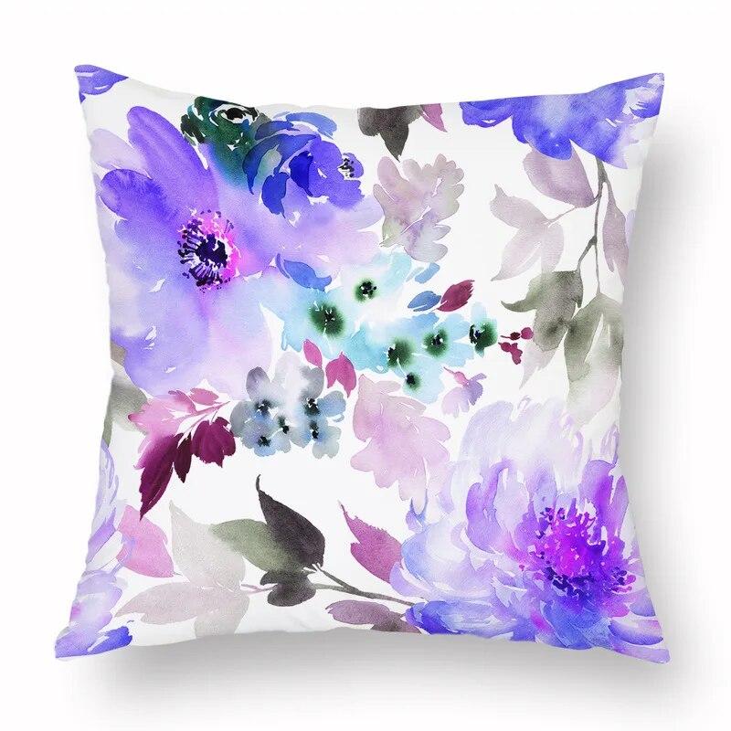 Spring Watercolor Floral Pillowcase Pink Rose Decorative  Sofa Living Room Bed  Home