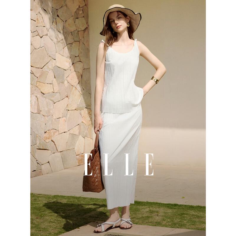 

ELLE French Textured Sleeveless Top & Drape Skirt Set L