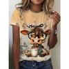 Crew Neck Short Sleeve Watercolor Giraffe Floral Print T Shirt Women's Outfits Casual Daily Wear Summer Lady Clothes