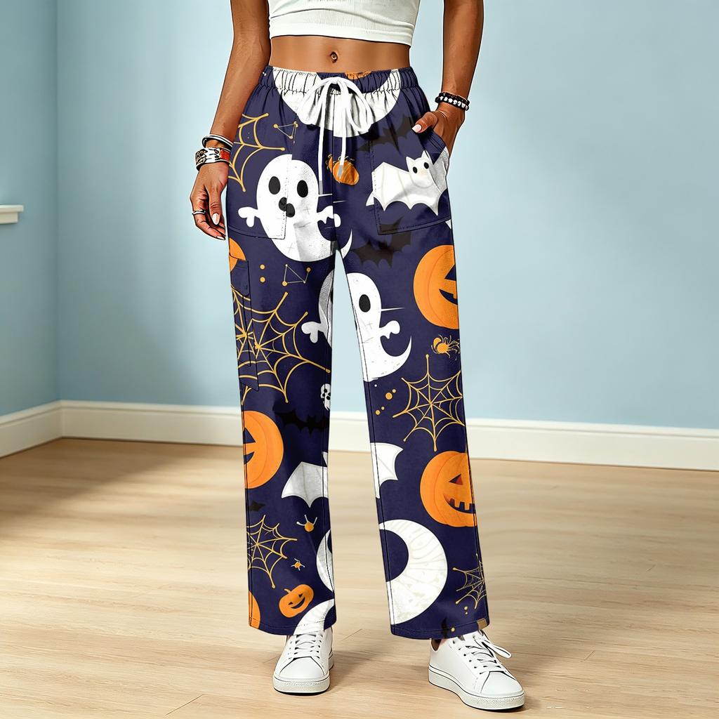 Women's Color Drawstring Elastic Waist Scrub Pants with Pockets for Nurses and Caregivers