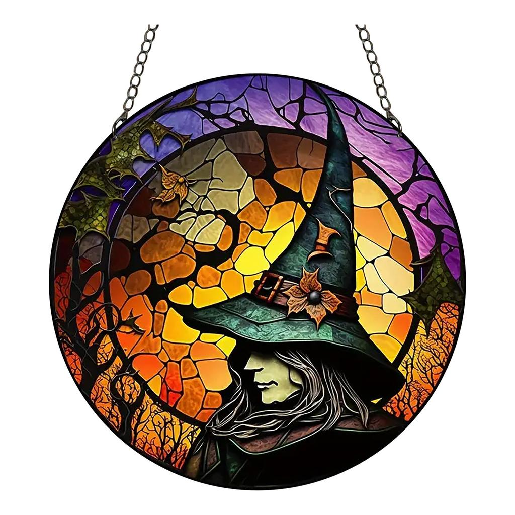 2025 New 2d Holiday Pendants Halloween Acrylic Stained Glass Window Decorations Garden Decorations Home Porch Decorations.