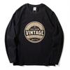 Long-Sleeved T-Shirt for Men 2025 Autum New Style American Retro Printed Pure Cotton Brushed T-Shirt Round Neck Casual Bottoming Shirt