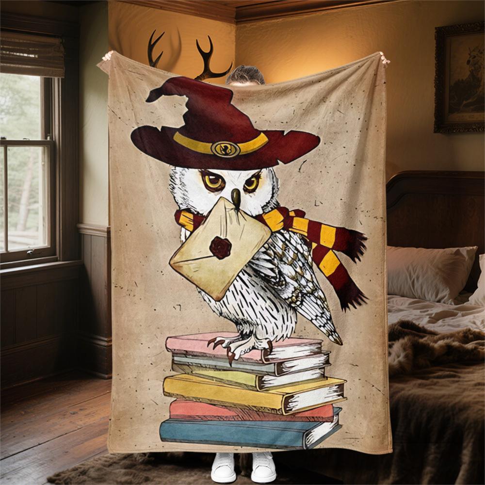 1pc Hogwarts owl wisdom Outdoor Flannel Throw Blanket All Season Soft Warmth,Home Decor 1031202