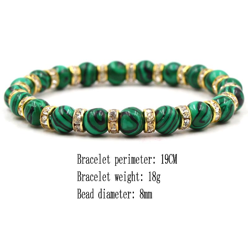 Fashion Malachite Beads Bracelet 8mm Natural Stone Peacock Malachite Beaded Handmade Bracelet Bangles Jewelry Women Men