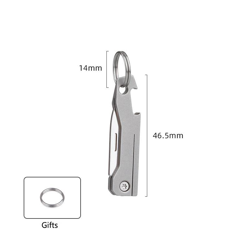 Titanium Alloy Handle Folding Knife Portable Keychain Small Pocket Knife Multifunctional Bottle Opener Outdoor Survival EDC Tool