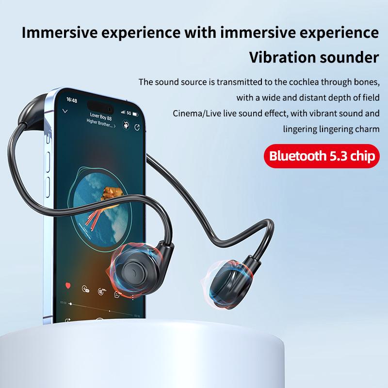 New M2 Dual Ear Hanging Bone Conduction Bluetooth Earphones - Wireless, Non-In-Ear, Sports Neckband Design