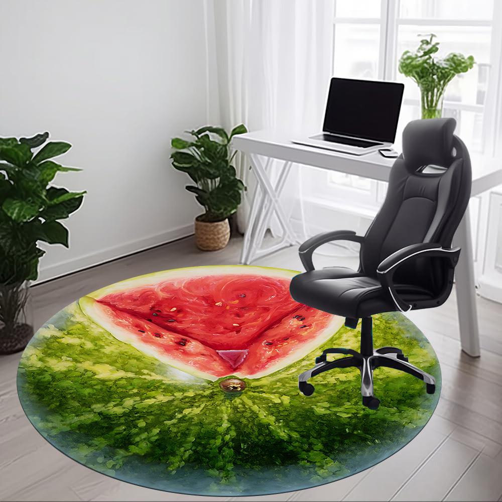 1pc Watermelon Slice Chair Carpet for Office Non-Slip, Machine Washable Rug for Office, Room - Holiday Decor, Machine Made yy251016143