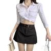 Spicy Girl Academy Style High Waist Gray A-line Mini Skirt - Summer 2025 Collection