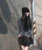 SIS A Contrast Embossed String Beanie [Black]
